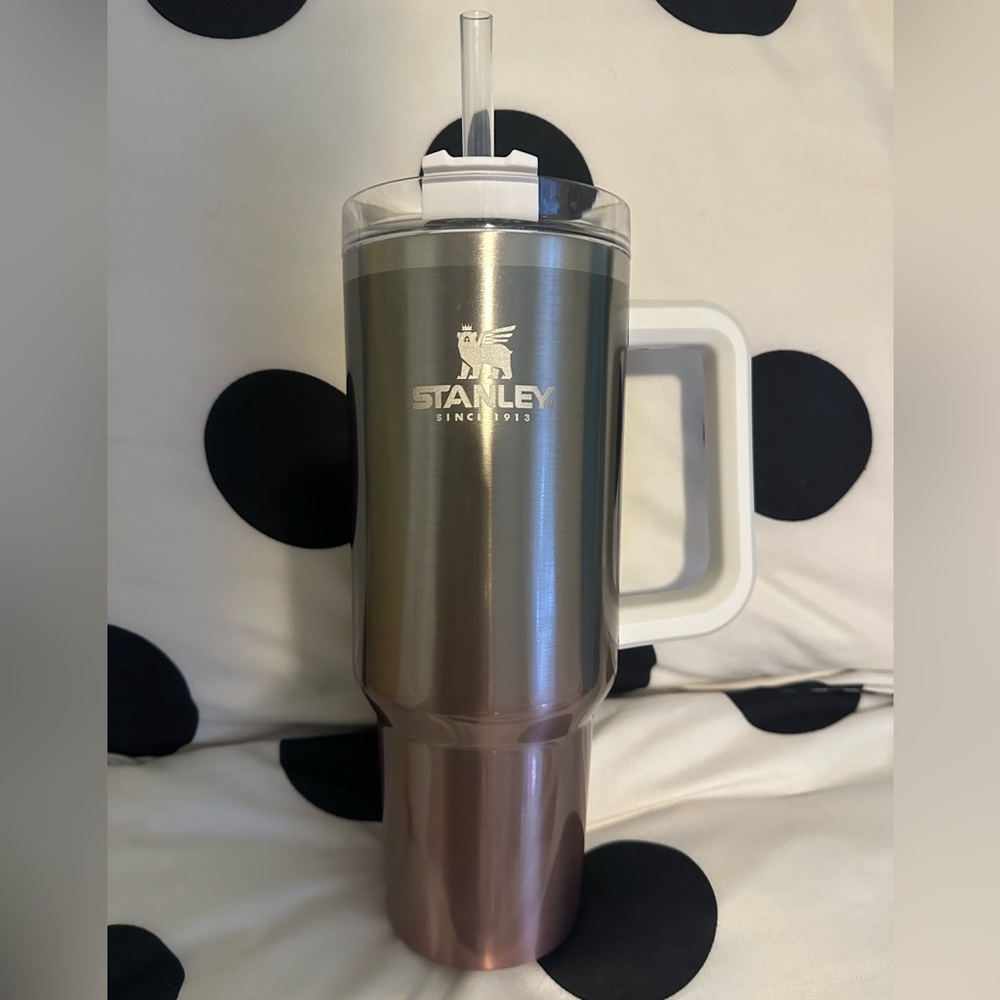 Stanley CHAMPAGNE OMBRE Pink Silver 40oz Big Grip Adventure Quencher Tumbler